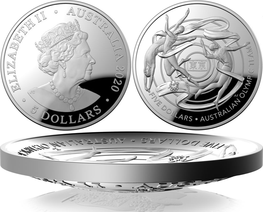 2020 5 Australian Olympic Team 1oz Fine Silver Domed Proof The