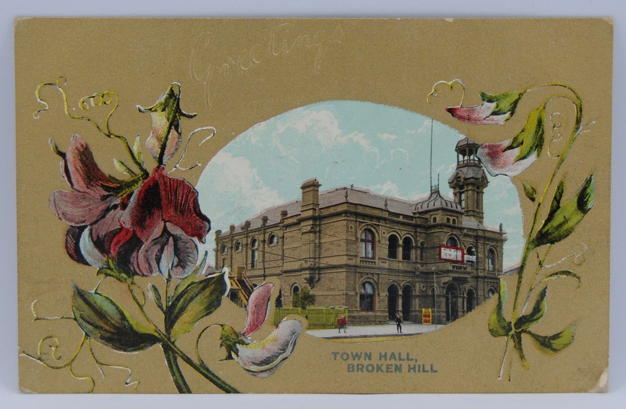 Australia Town Hall Broken Hill Postcard 1908 - The Purple Penny