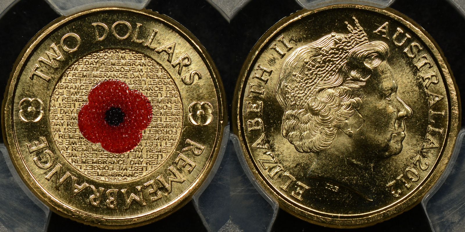 Australia 2012 2 Red Poppy PCGS MS67 The Purple Penny australia-2012-2-red-poppy-pcgs-ms67-the-purple-penny