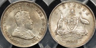 Australia 1910 sixpence 6d Choice Uncirculated PCGS MS64