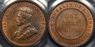 Australia 1916i halfpenny 1 2d UNC Choice Uncirculated PCGS MS63rb