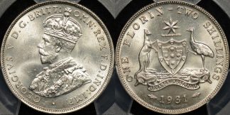 Australia 1931m florin 2s Choice Uncirculated PCGS MS64