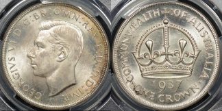 Australia 1937 crown 5s Choice Uncirculated PCGS MS64