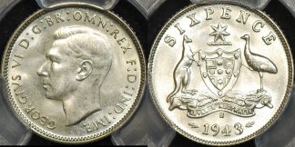 Australia 1943s sixpence 6d Uncirculated PCGS MS63