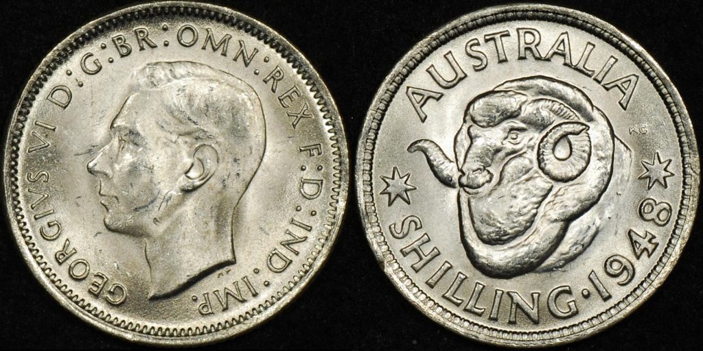 Australia 1948 shilling 1s Uncirculated ex roll