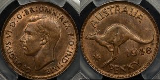 Australia 1948m penny 1d Choice Uncirculated PCGS MS64rb