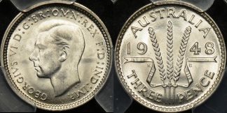 Australia 1948m threepence 3d GEM Uncirculated PCGS MS65