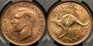 Australia 1952m penny 1d Choice Uncirculated PCGS MS64rd red