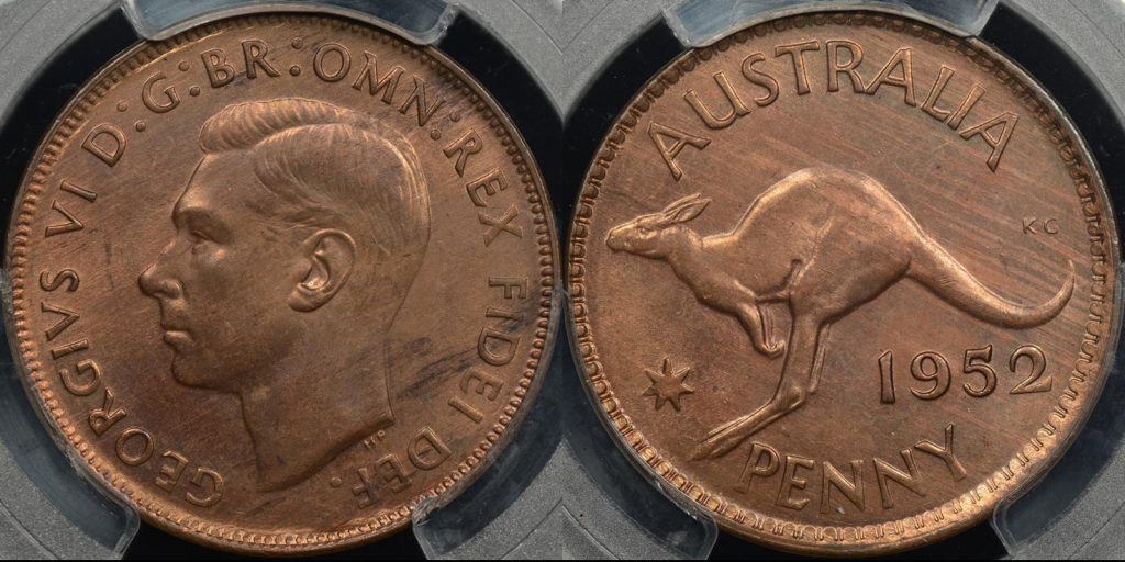 Australia 1952m penny 1d GEM Uncirculated PCGS MS64rb