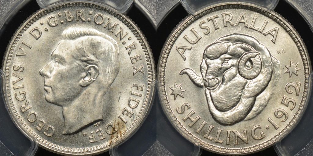 Australia 1952m shilling 1s Choice Uncirculated PCGS MS64