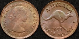 Australia 1953a half penny 1 2d Uncirculated