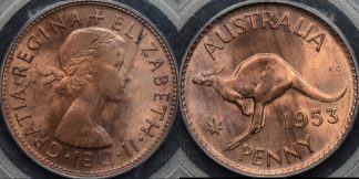 Australia 1953m penny 1d Choice Uncirculated PCGS MS64rb