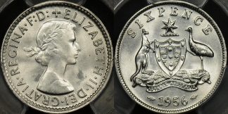 Australia 1956 sixpence 6d Choice Uncirculated PCGS MS64