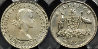 Australia 1957m sixpence 6d proof PCGS PR65