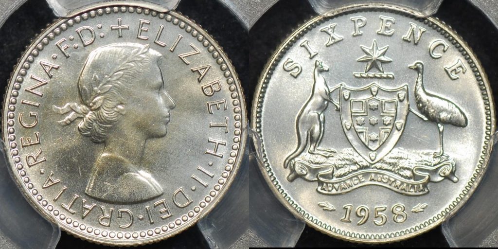 Australia 1958m sixpence 6d proof PCGS PR66