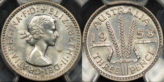 Australia 1958m threepence 3d proof PCGS PR65