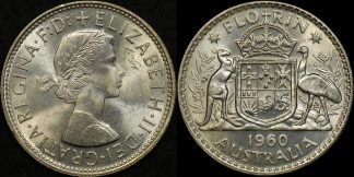 Australia 1960 florin 2s Uncirculated ex roll