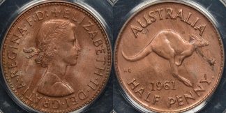 Australia 1961y halfpenny 1 2d Choice Uncirculated PCGS MS64rb