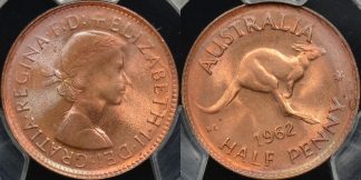 Australia 1962y halfpenny 1 2d GEM Uncirculated PCGS MS65rb