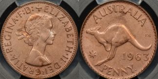 Australia 1963y penny 1d Choice Uncirculated PCGS MS64rb