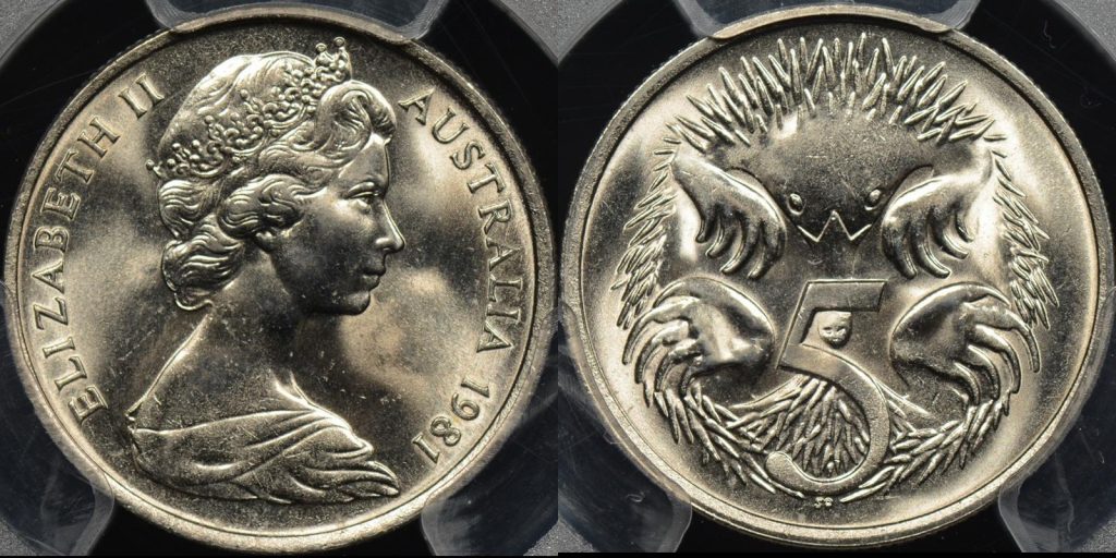 Australia 1981 5 cent GEM Uncirculated PCGS MS65