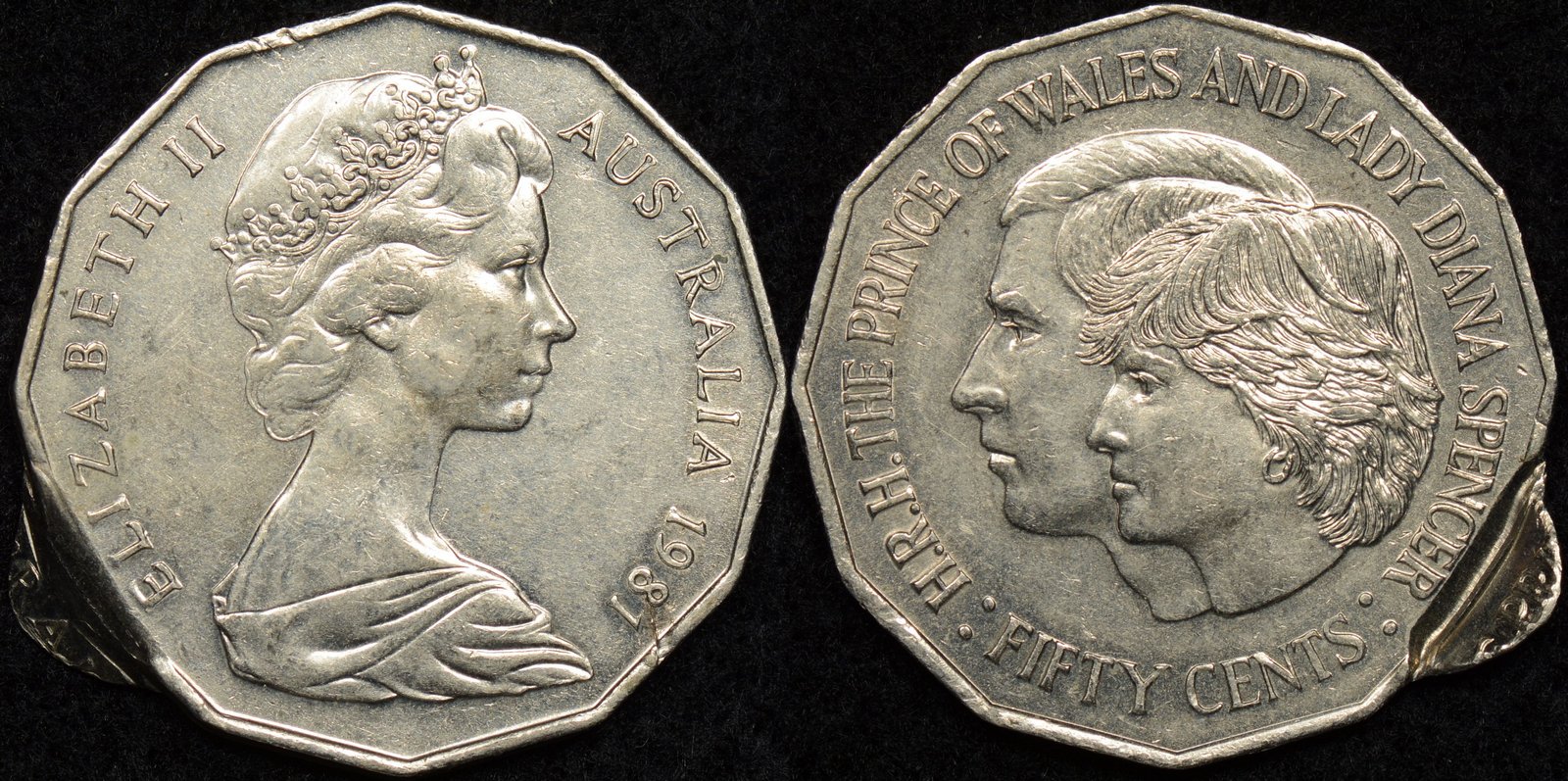 Australia 1981 Charles And Diana 50c Double Strike And Partial