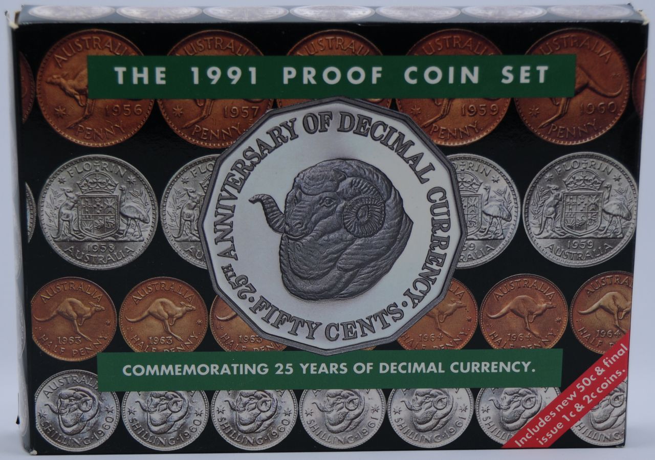 1991 Royal Australian Mint Decimal Currency 25th Anniv Proof Coin Set 