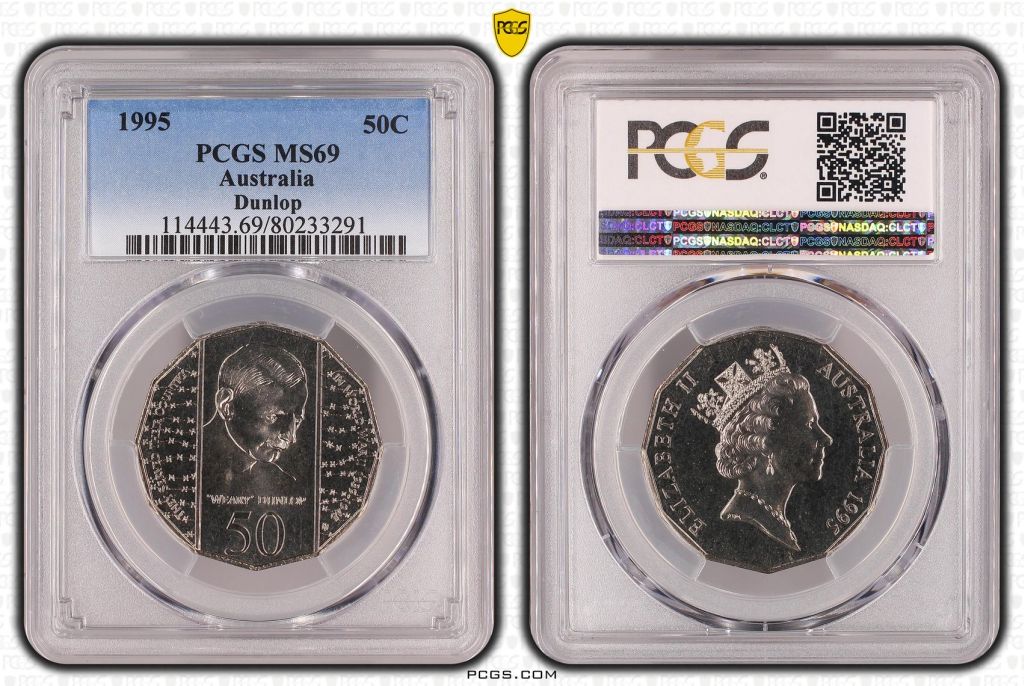 Australia 1995 50 Cents Sir Edward Weary Dunlop PCGS MS69 The Purple Penny