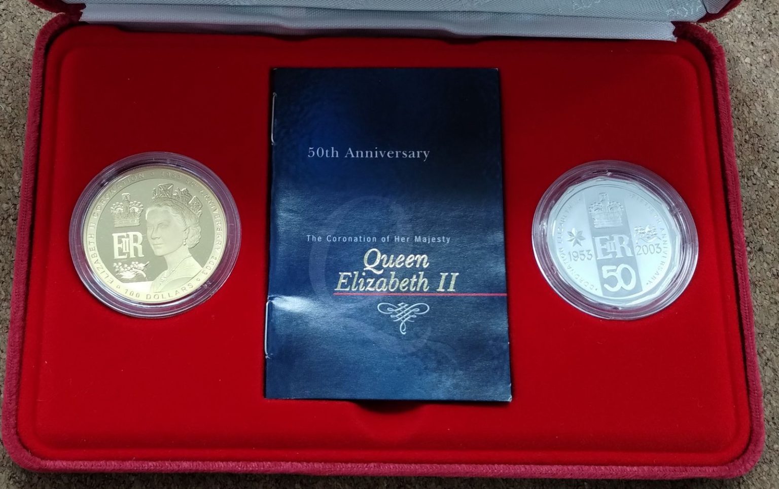 2003 50th Anniversary Of QE2 Coronation Proof Gold 100 And Silver 50 2003-50th-anniversary-of-qe2-coronation-proof-gold-100-and-silver-50
