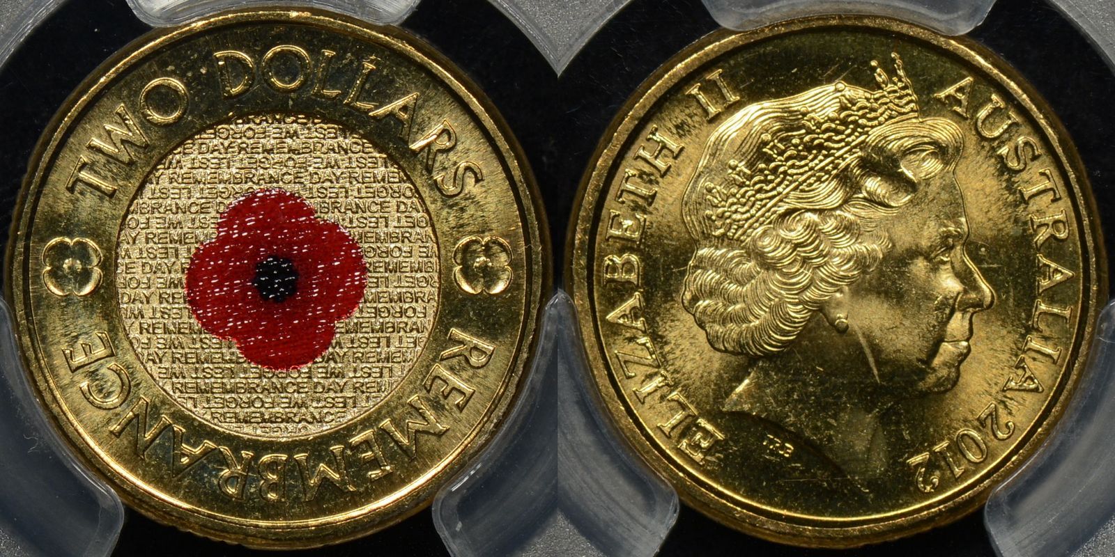 Australia 2012 2 Red Poppy PCGS MS67 The Purple Penny