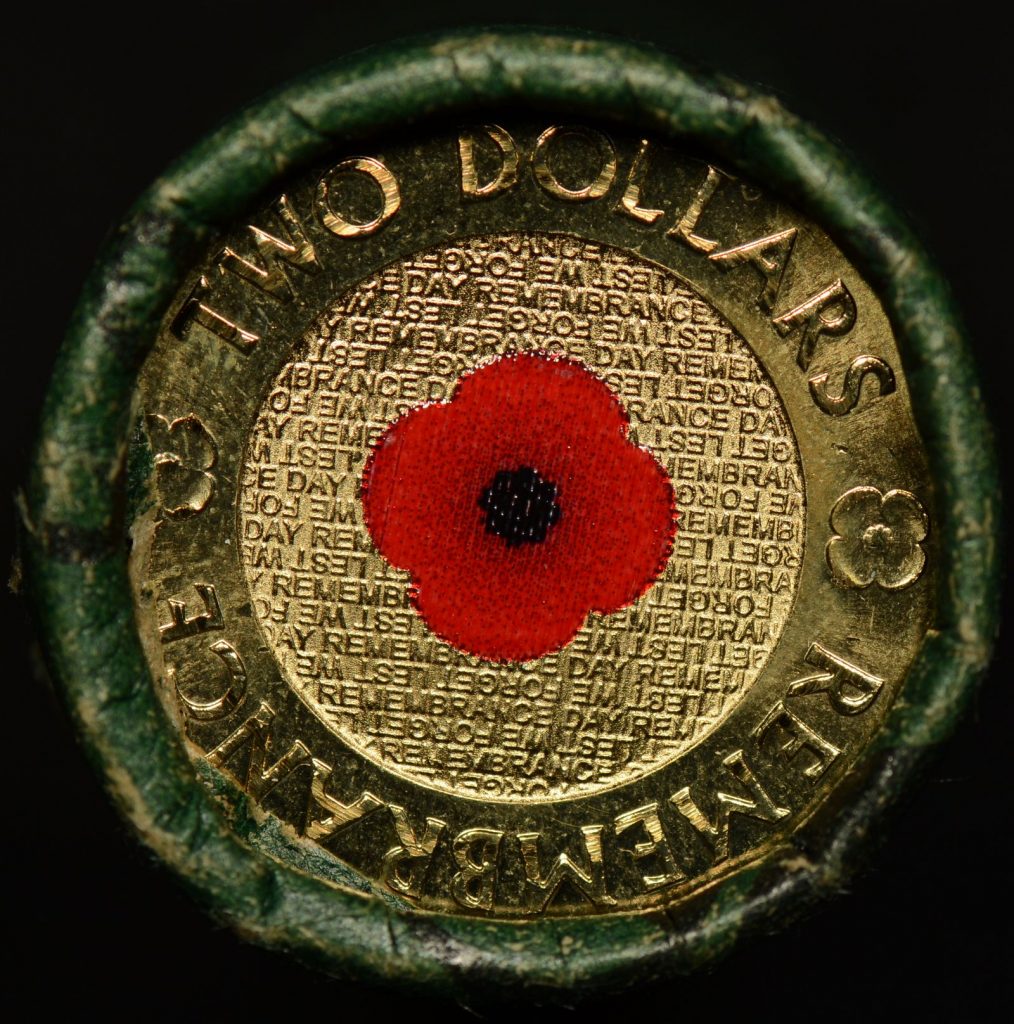 2012 Red Poppy Coloured 2 Chubb Security Roll The Purple Penny 2012-red-poppy-coloured-2-chubb-security-roll-the-purple-penny