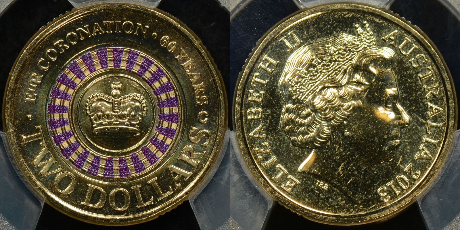 Australia 2013 $2 Purple Coronation C Mintmark PCGS MS67 - The