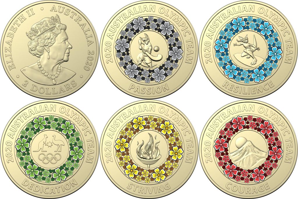 Australia 2020 Tokyo Olympics 2 Five Coin Collection The Purple Penny