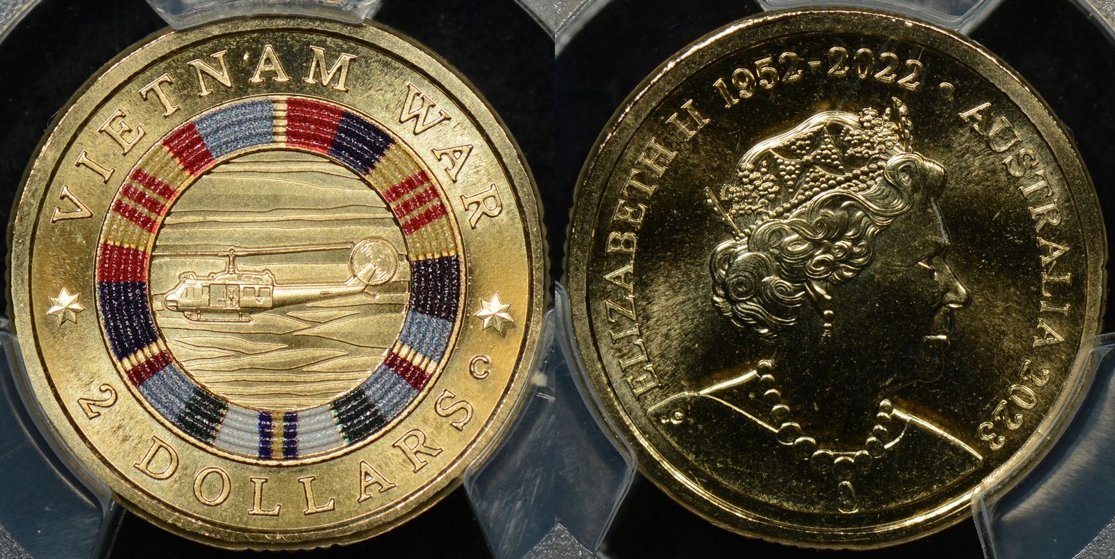 Australia 2023 $2 Coloured Vietnam War Coloured C Mintmark