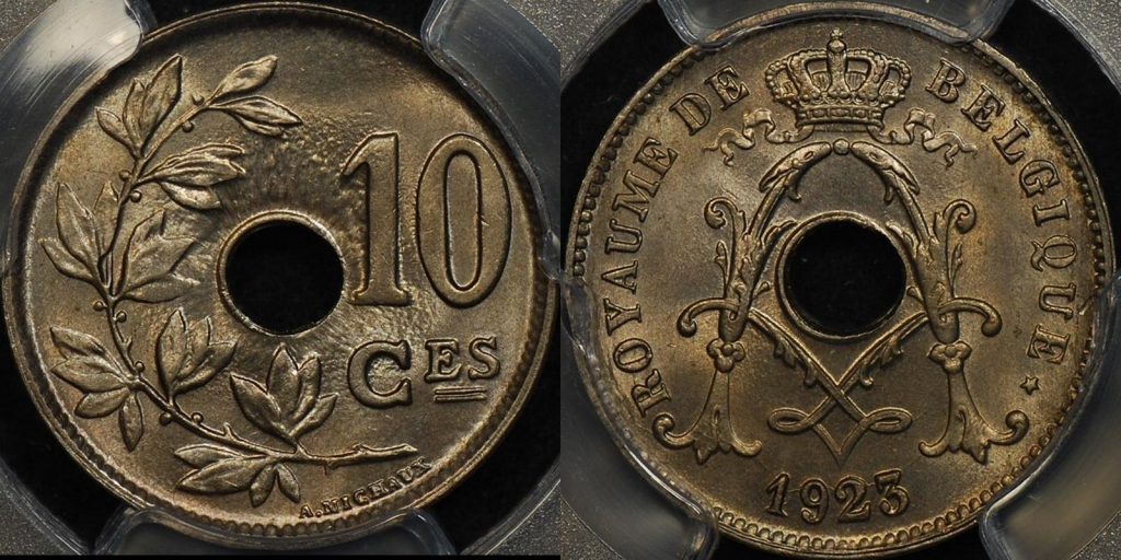 Belgium 1923 10 centimes km 85.1 PCGS MS65 GEM Uncirculated