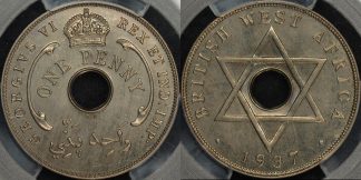 British west africa 1937 kn penny specimen km 19 PCGS SP66