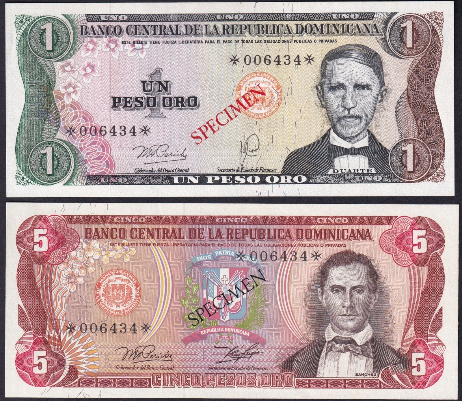 Dominican Republic 1978 Eight Note Specimen Set 1 Peso To 1000 Pesos The Purple Penny