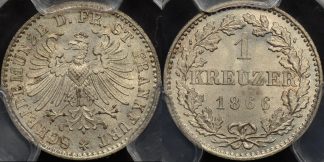 German states frankfurt 1866 kreuzer km 367 PCGS MS65 GEM Uncirculated