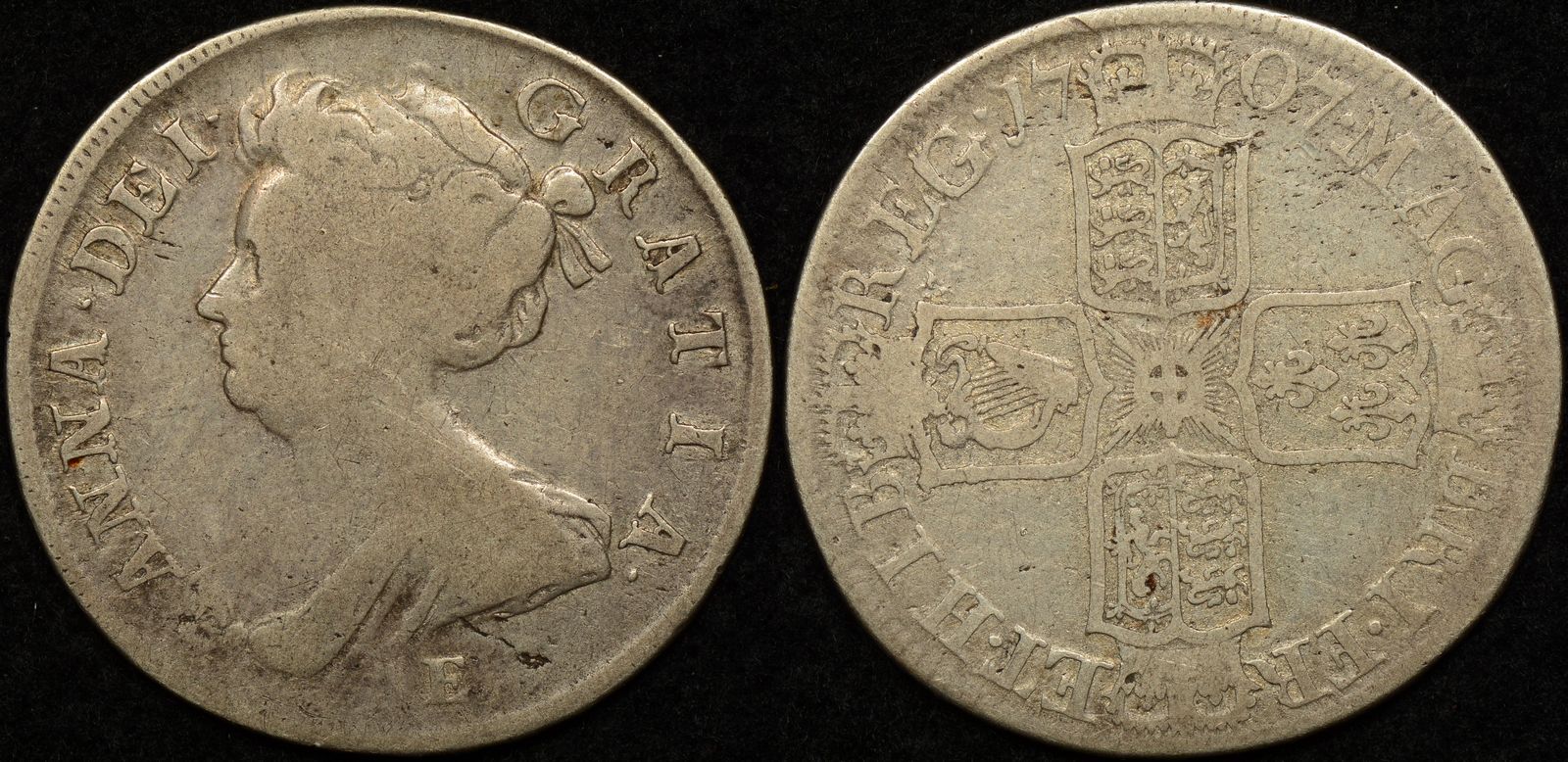 Anne 1707-E Half Crown Very Good - The Purple Penny