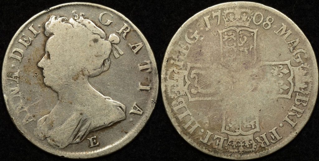 Anne 1708-E Half Crown Very Good - The Purple Penny