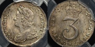 Great britain 1746 3 threeence 3d km 569 PCGS MS65 GEM Uncirculated