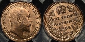 Great britain 1902 1 3rd farthing km 791 PCGS MS65rb GEM Uncirculated
