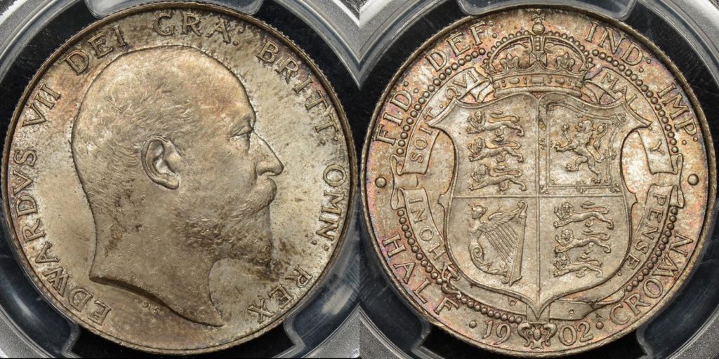 Great britain 1902 half crown 1 2 cr km 802 PCGS MS64 Choice Uncirculated