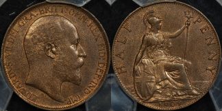 Great britain 1909 halfpenny 1 2d km 793.2 PCGS MS64rb Choice Uncirculated