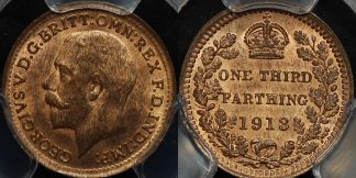 Great britain 1913 1 3rd farthing km 823 PCGS MS65rb GEM Uncirculated