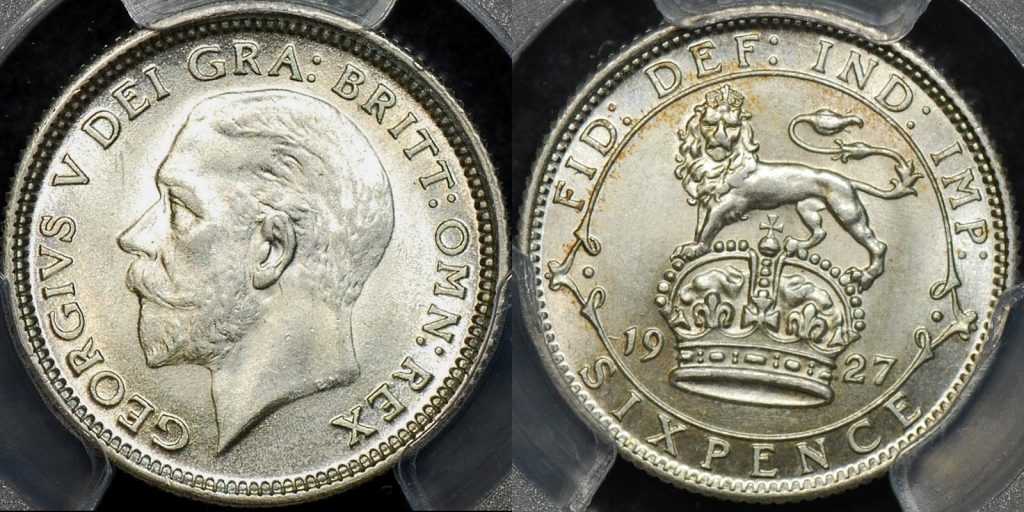 Great britain 1927 sixpence 6d km 828 PCGS MS63 Uncirculated