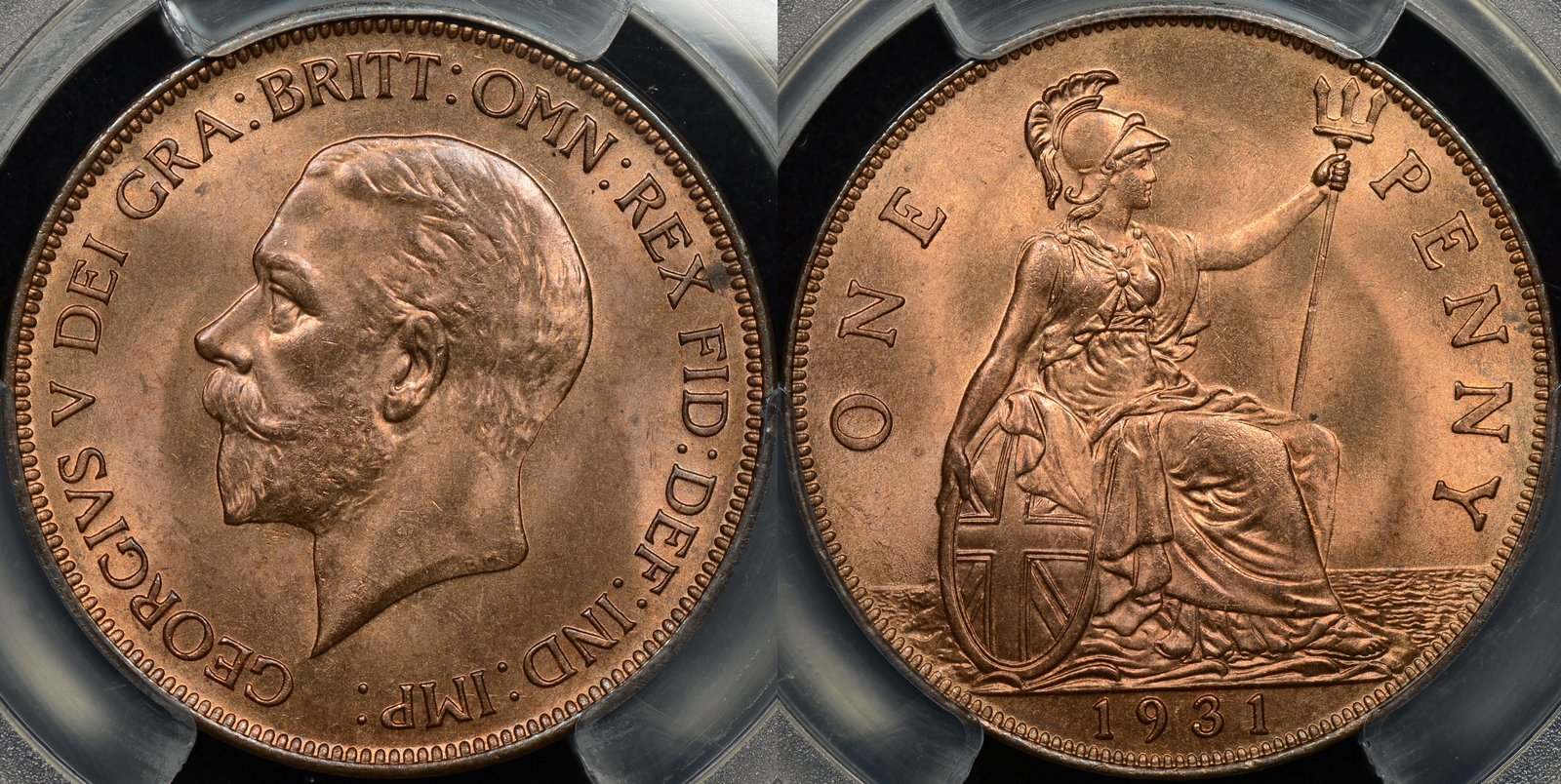 Great Britain 1931 Penny 1d PCGS MS65RB Choice Uncirculated The