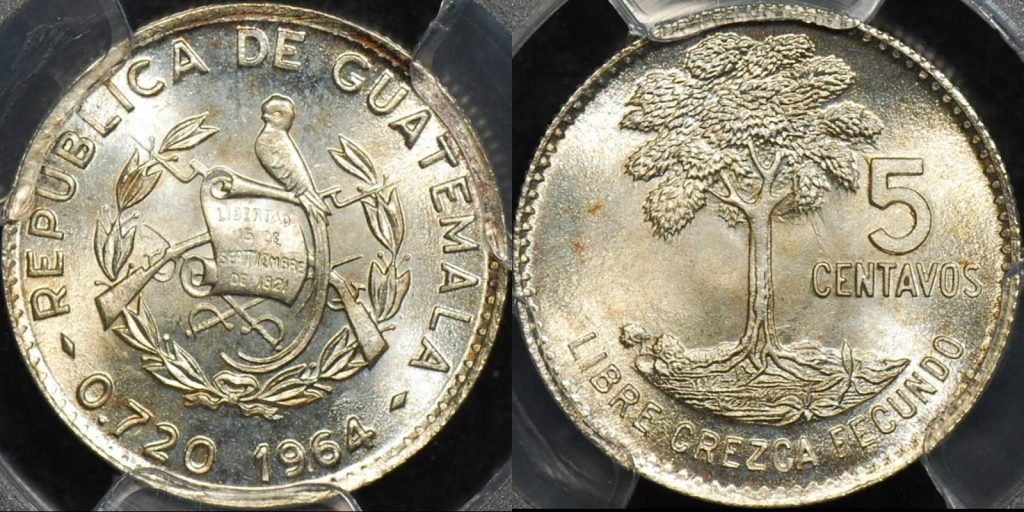 Guatemala 1964 5 centavos km 261 PCGS MS67 GEM Uncirculated