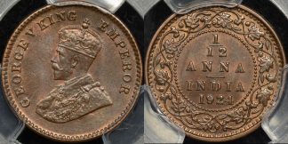 India british 1924c 1 12 anna (1 pie) km 509 PCGS MS65bn GEM Uncirculated