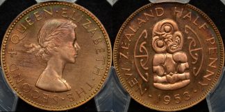 New zealand 1953 half penny 1 2d PCGS PR66rb proof